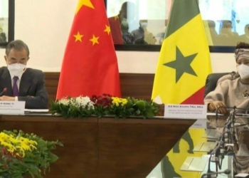 Senegalese Foreign Minister Aissata Tall Sall during a meeting with her Chinese counterpart, Wang Yi, in Dakar.