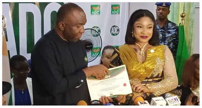 2023 Elections: ADC unveils Tonto Dikeh as its Rivers dep. guber candidate