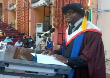 Prof. Moshood Mustapha delivering an inaugural lecture at Unilorin on Friday in Ilorin.