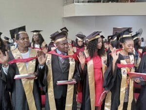 Qualified graduates of Medical Laboratory Science of the Igbinedion University, Okada taking an oath of induction by the Medical Laboratory Science Council of Nigeria on Monday in Okada