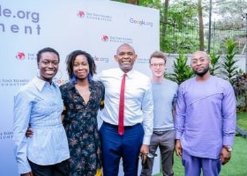 Tony Elumelu, founder Tony Elumelu Foundation with Google.org Fellows at the announcement of the Tony Elumelu Foundation and Google.Org Inaugural Fellowship Programme