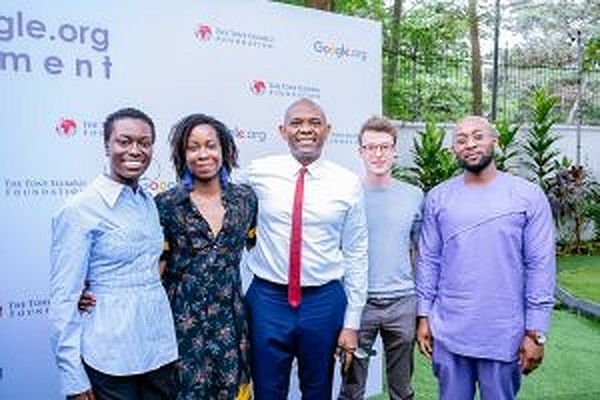 Tony Elumelu, founder Tony Elumelu Foundation with Google.org Fellows at the announcement of the Tony Elumelu Foundation and Google.Org Inaugural Fellowship Programme