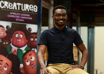 Creatures Animation Studio Director Raymond Malinga poses for a photo during a Reuters interview outside his office in Bugolobi suburb of Kampala, Uganda April 4, 2022. REUTERS/ Abubaker Lubowa
