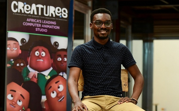 Creatures Animation Studio Director Raymond Malinga poses for a photo during a Reuters interview outside his office in Bugolobi suburb of Kampala, Uganda April 4, 2022. REUTERS/ Abubaker Lubowa