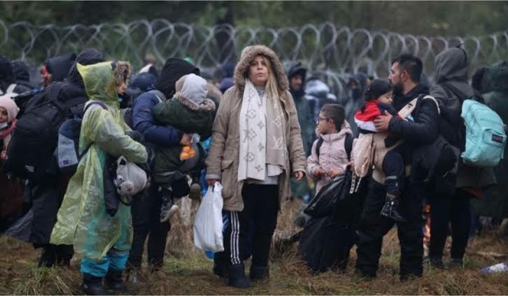 Migrants stranded on the border of Belarus and Poland