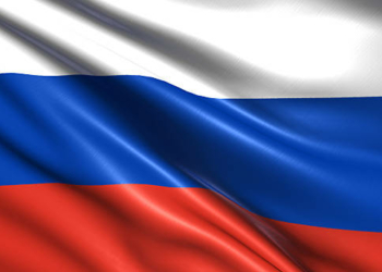 Russian Federation flag with fabric structure