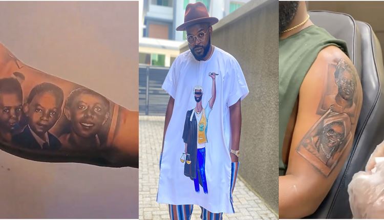 Witty Rapper Falz Tattoos Entire Family On His Arm (Video)