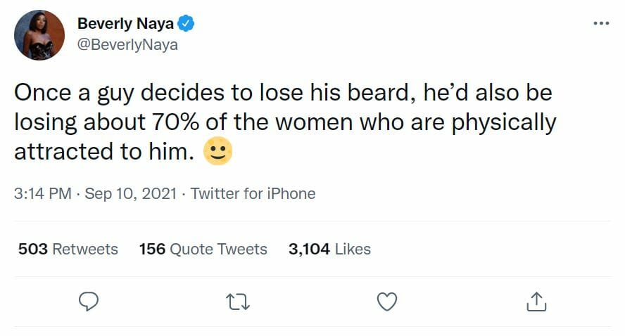 Actress Beverly Naya Advises Men On Beard Keeping 