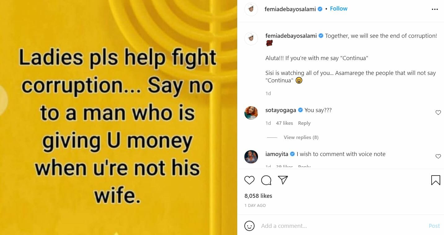 CORRUPTION: Femi Adebayo Advises Ladies Not To Collect Money From A Man Who Is Not Their Husband