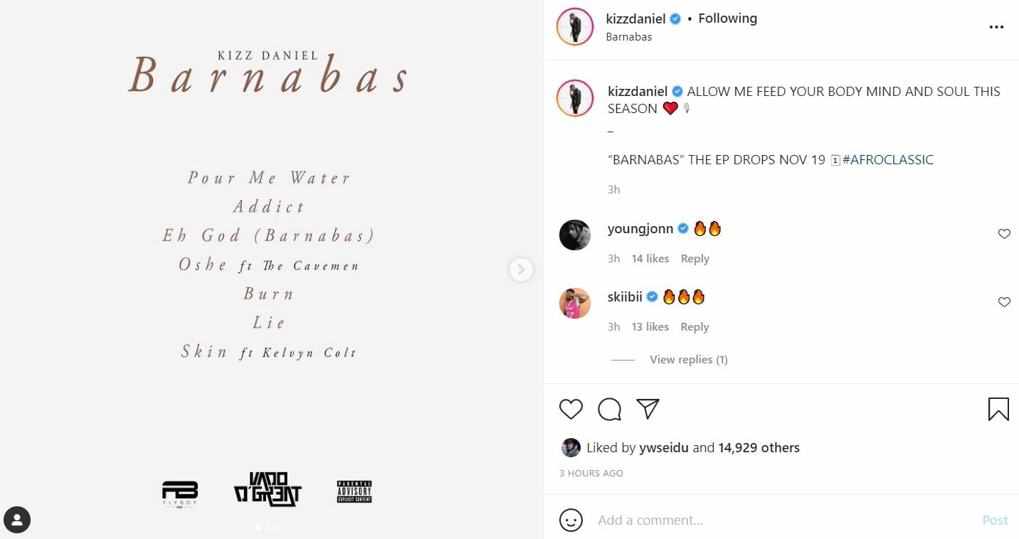 Kizz Daniel Announces Release Date For New EP, ‘Barnabas’