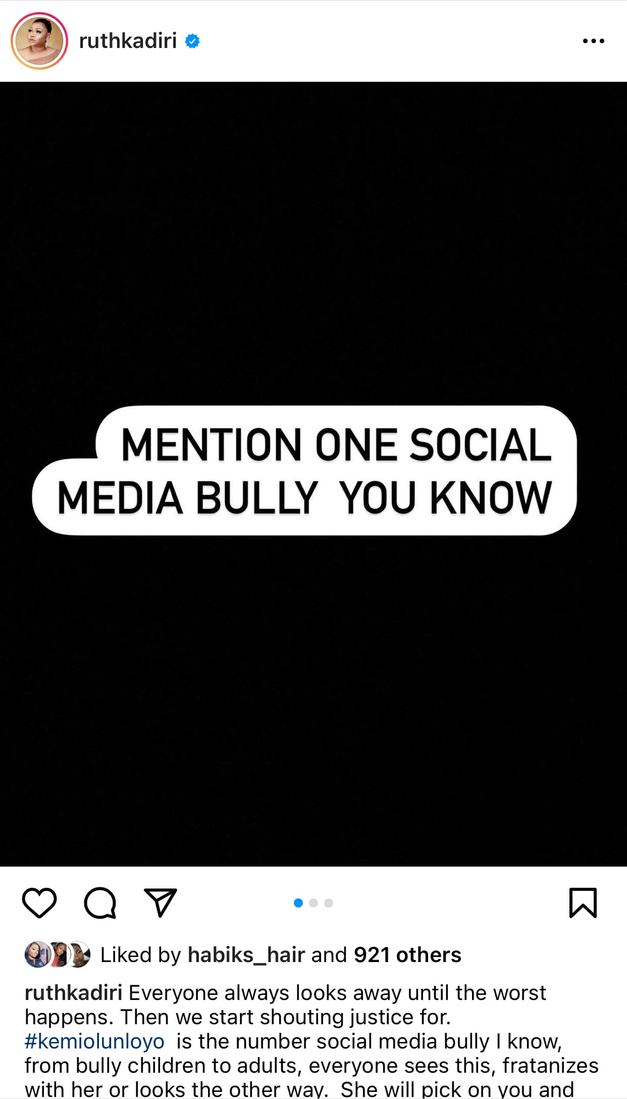 Kemi Olunloyo Is The Number One Social Media Bully —Actress Ruth Kadiri