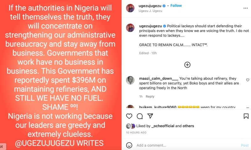 ‘Nigeria Not Working Because Our Leaders Are Greedy And Extremely Clueless’ —Actor Ugezu Jideofor