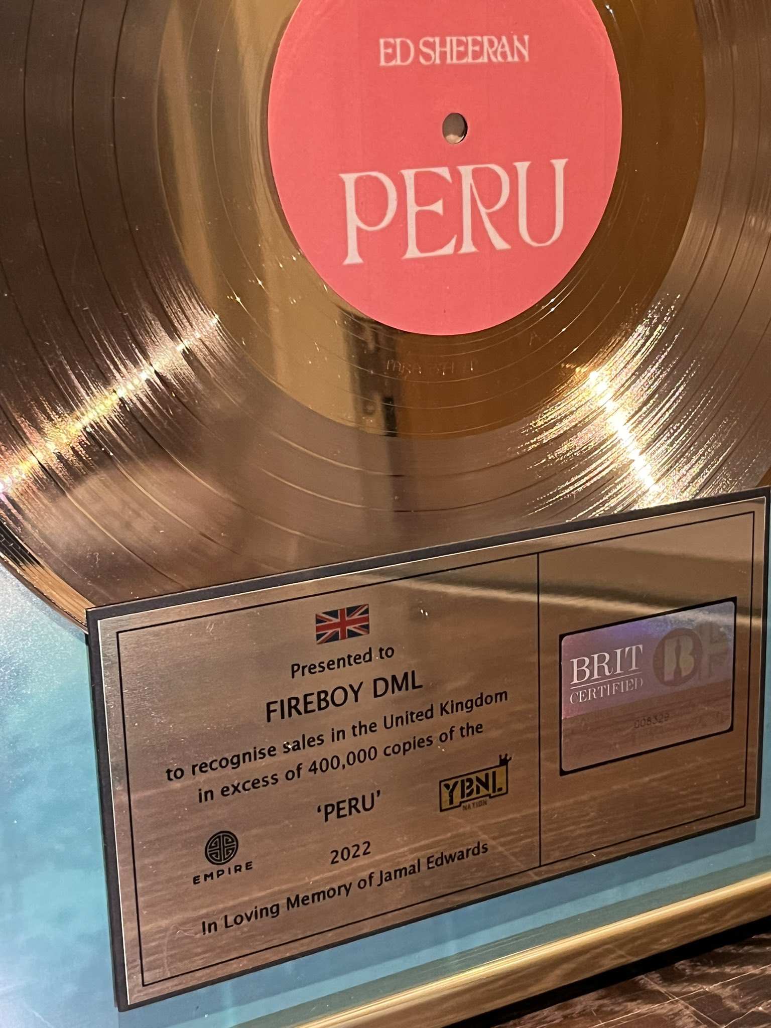 Fireboy DML Receives Brit Gold Certification For Ed-Sheeran-Assisted ‘Peru’ Remix (Photos)