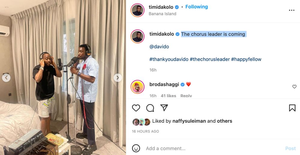 ‘The Chorus Leader Is Coming’, Timi Dakolo And Davido To Release New Song