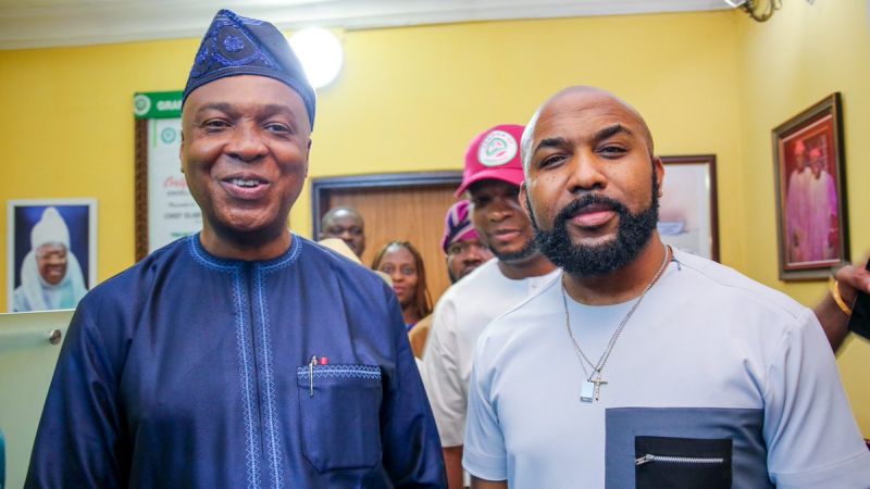 Saraki Shares Excitements As He Welcomes Banky W To PDP (Photos)