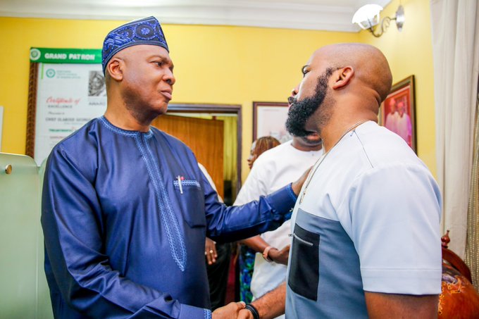 Saraki Shares Excitements As He Welcomes Banky W To PDP (Photos)