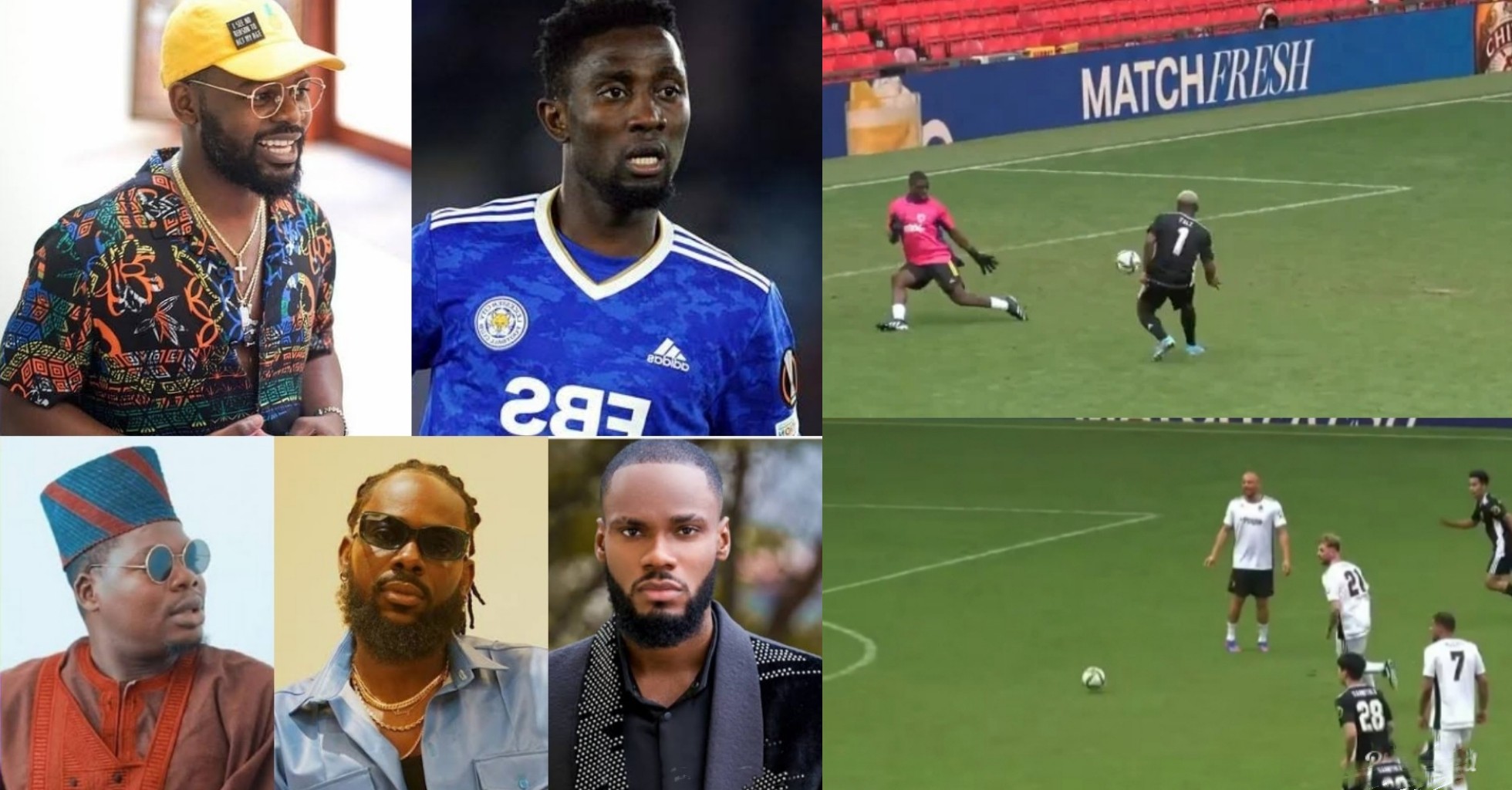 Super Eagles Star Ndidi, Adekunle Gold, others react as Falz scores in novelty match at Old Trafford [VIDEO]