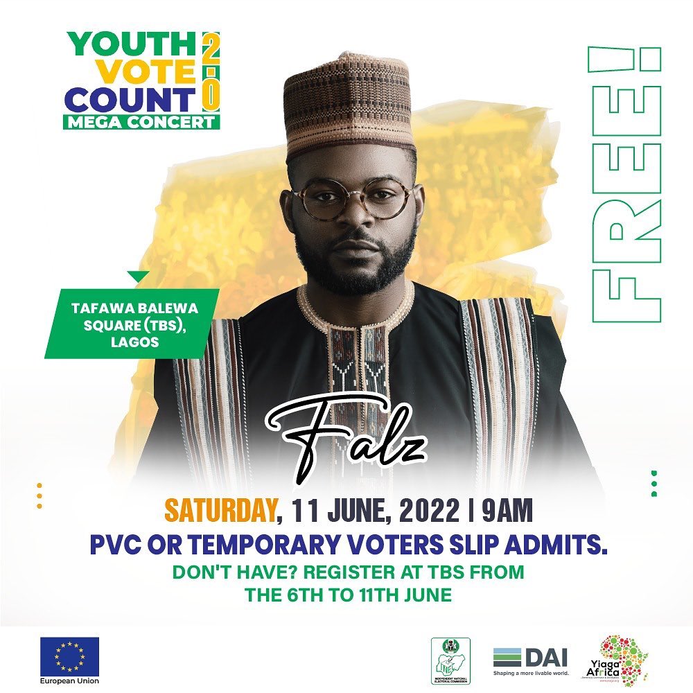 Falz To Headline Free Music Concert To Sensitise Nigerian Youths Ahead Of 2023 Elections