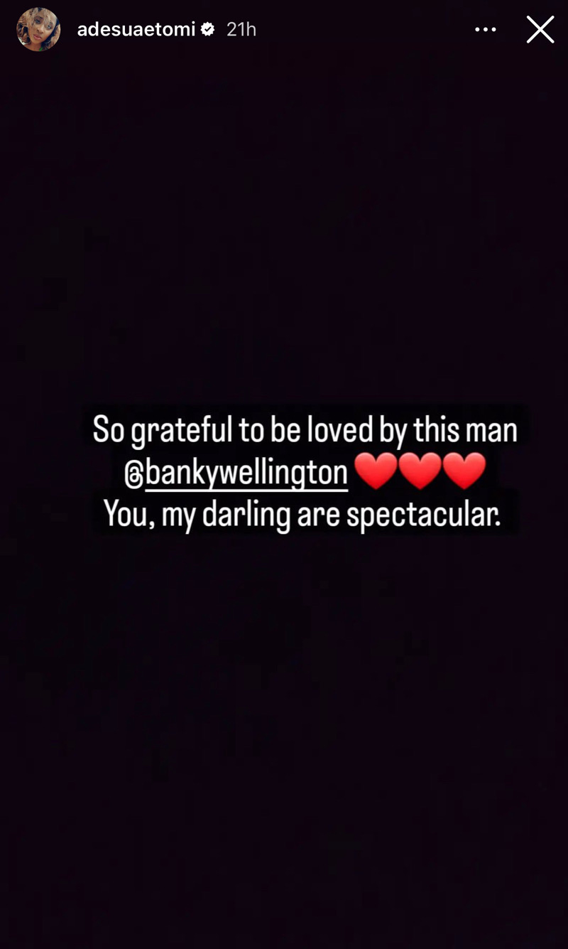 ‘You’re Spectacular,’ Adesua Etomi Appreciates Husband, Banky W