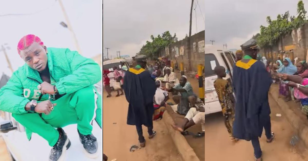 Reactions as Portable storms the streets, gives money to less-privileged Nigerians (Video)