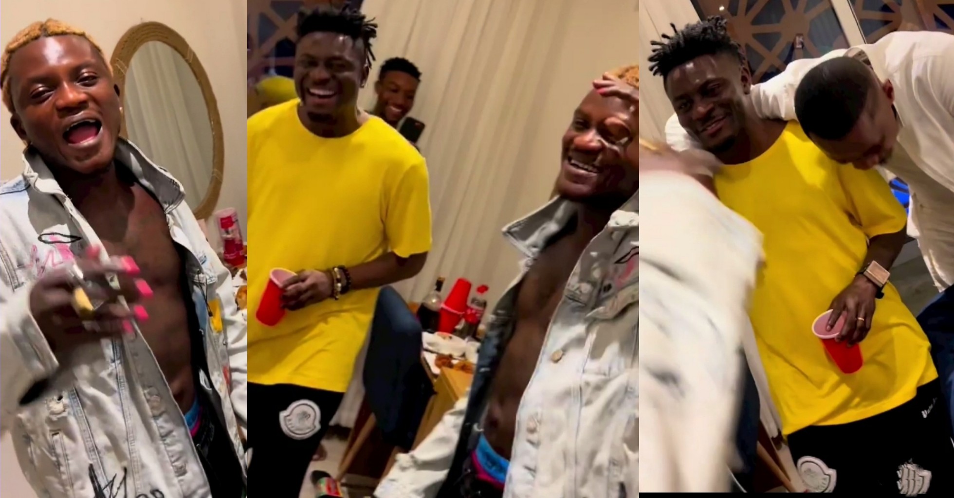 Portable bursts with excitement as he meets Super Eagles legend Obafemi Martins for the first time