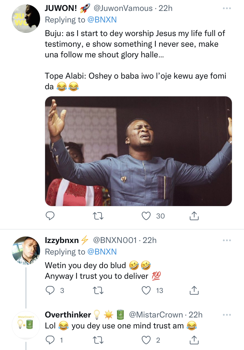 Imagine Tope Alabi on hip hop chart – Reactions as Buju BNXN shares chat with singer on his collab request