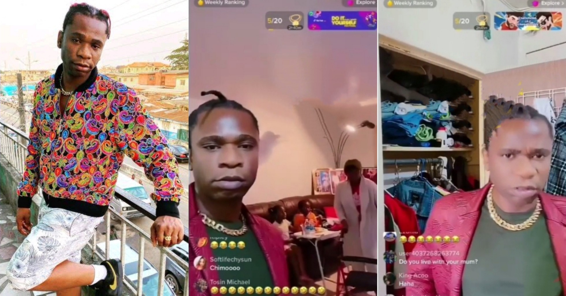 Drama as Speed Darlington's relative confronts the Rapper on TikTok live, slams his device in viral video