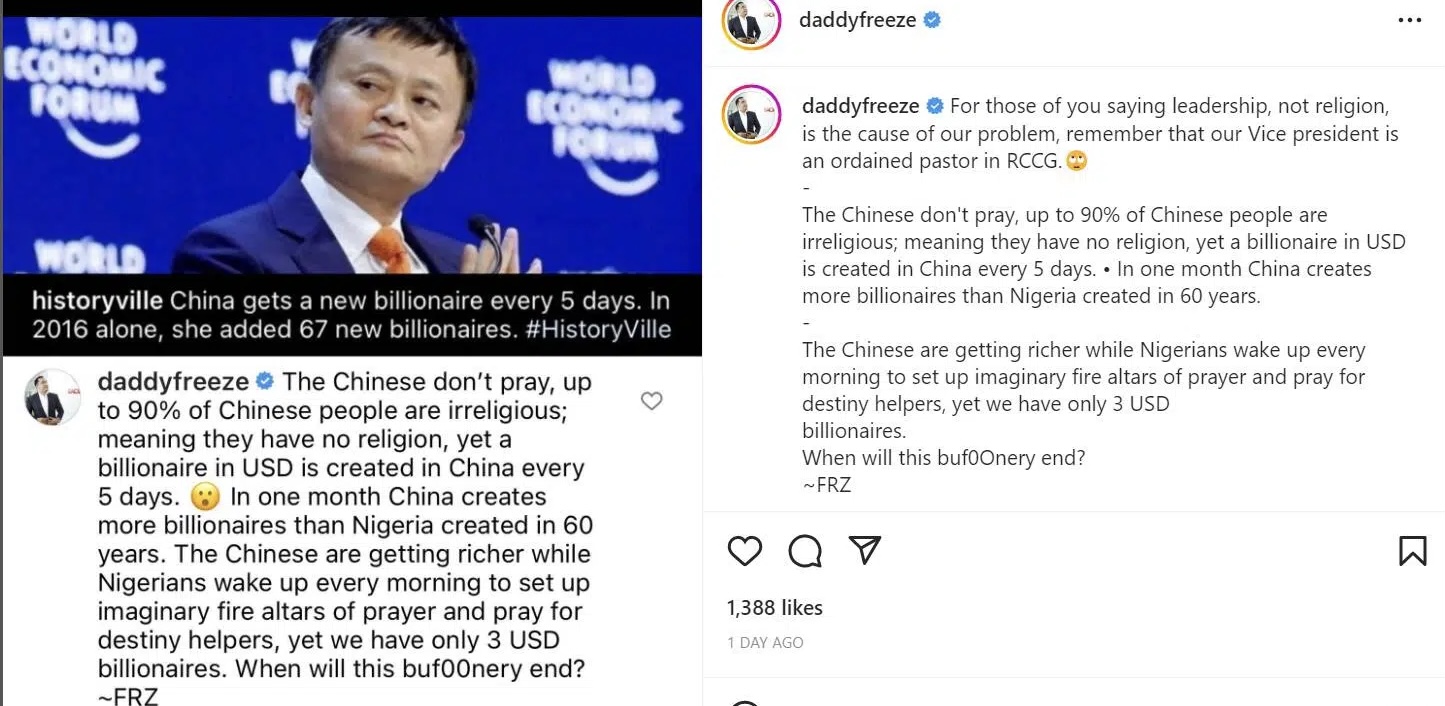 Oct 1st: How many billions have you made? – Acapella, Daddy Freeze go back and forth on Nigeria’s achievement