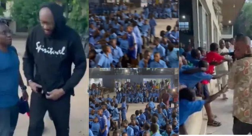 Excited students scream in disbelief as 2face Idibia visits his alma mater [VIDEO]