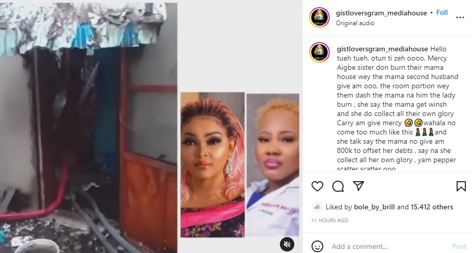 Mercy Aigbe’s sister allegedly set their mother’s house on fire over claims of witchcraft, favoritism (Video)