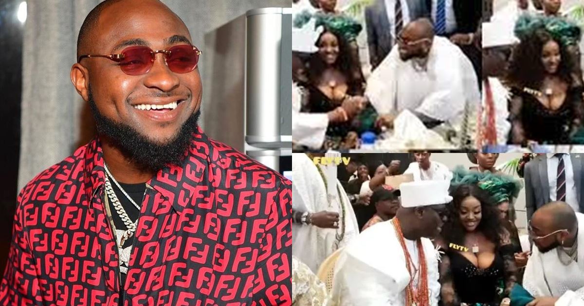 Moment Davido introduced Chioma, Zlatan, others to Ooni of Ife at a wedding ceremony(Video)