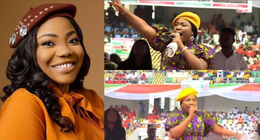 Gospel singer, Mercy Chinwo’s performance at PDP rally in Akwa Ibom sparks diverse reaction online