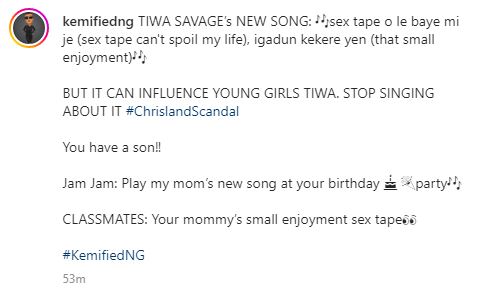 Kemi Olunloyo mentions Tiwa Savage’s son as she tackles songstress for revisiting ‘tape’ saga in new music