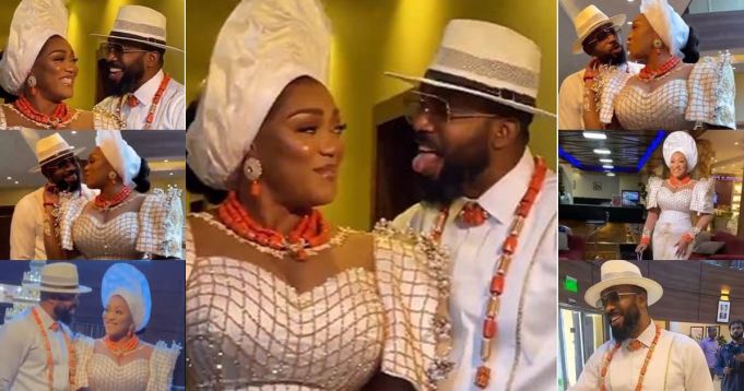 Cute moments of Peggy Ovire and Frederick Leonard at their traditional marriage (Video)