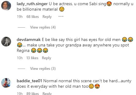 “She knows how to blush older men” – Reactions trail video of Regina Daniels with veteran actor, Alex Usifo