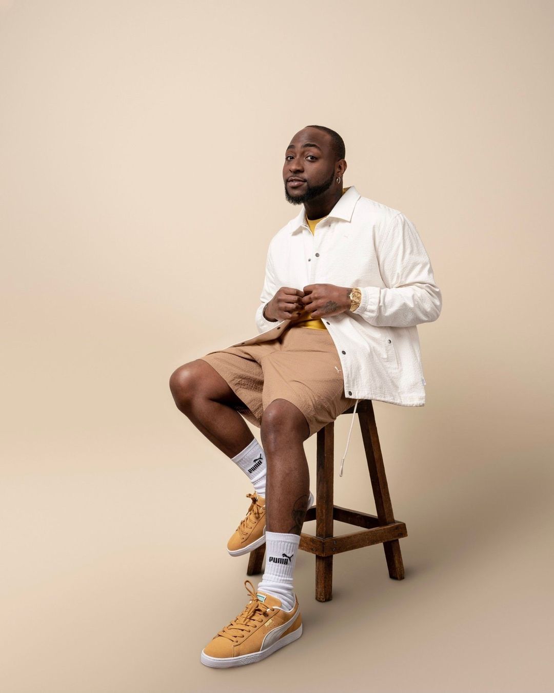 Davido modelling for PUMA's "Bringing back that 80’s sailing style" campaign