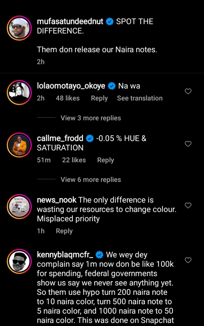 “It’s only colour change”: Destiny Etiko, Lola Okoye, others react as photos of the new naira notes trends