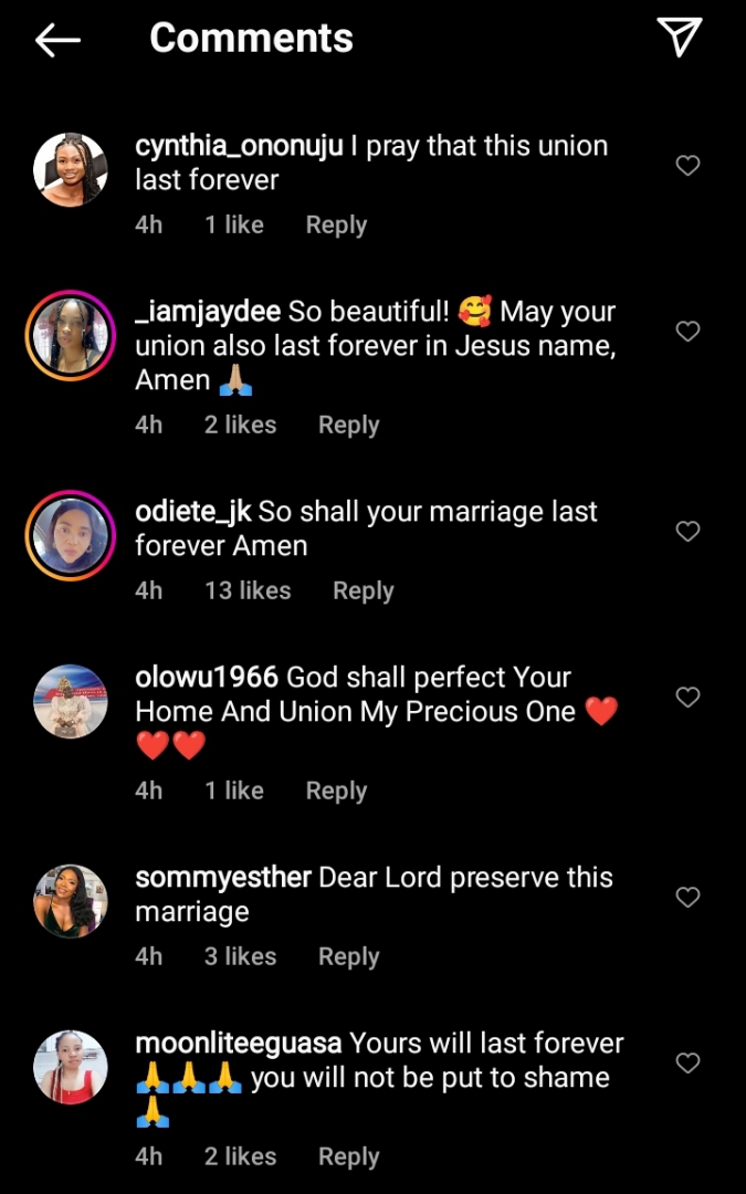 “Yours will last forever” – Prayers trail Newly wed Peggy Ovire’s comment on her sisters’ marriages