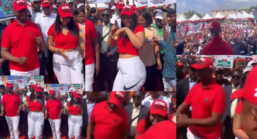 VIDEO: Regina Daniels, hubby trill guests with ‘Buga’ dance move at political campaign in Delta