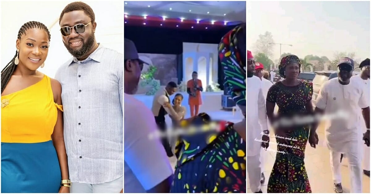 Emotional moment bride went on her knees upon sighting Mercy Johnson and husband at her wedding -VIDEO