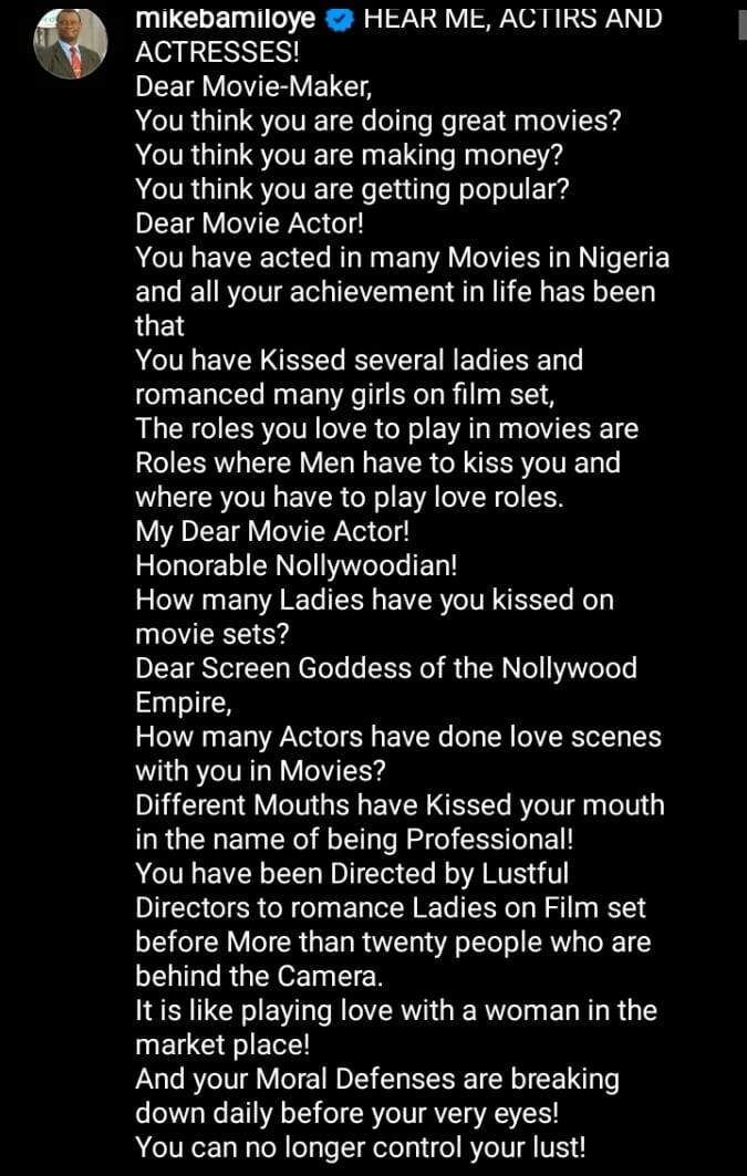 Your movies have corrupted our society – Mike Bamiloye knocks Nollywood actors, actresses