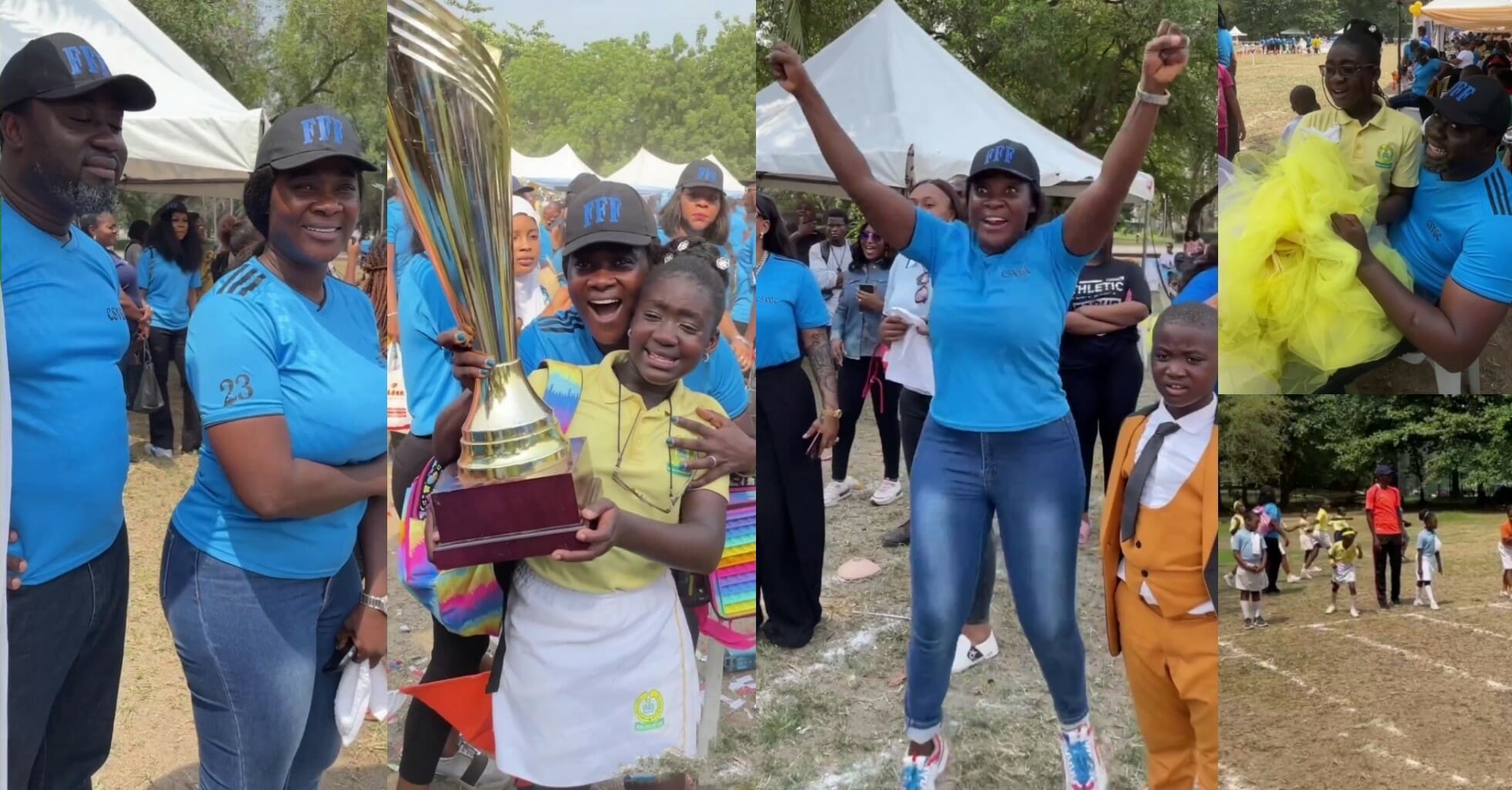 Mercy Johnson shares fun moments at inter-house sport, screams as daughter's team win - VIDEO