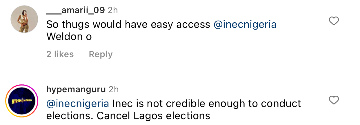 So thugs can access ballot boxes – reactions as Rita Dominic knocks INEC for moving VGC PU without due notice