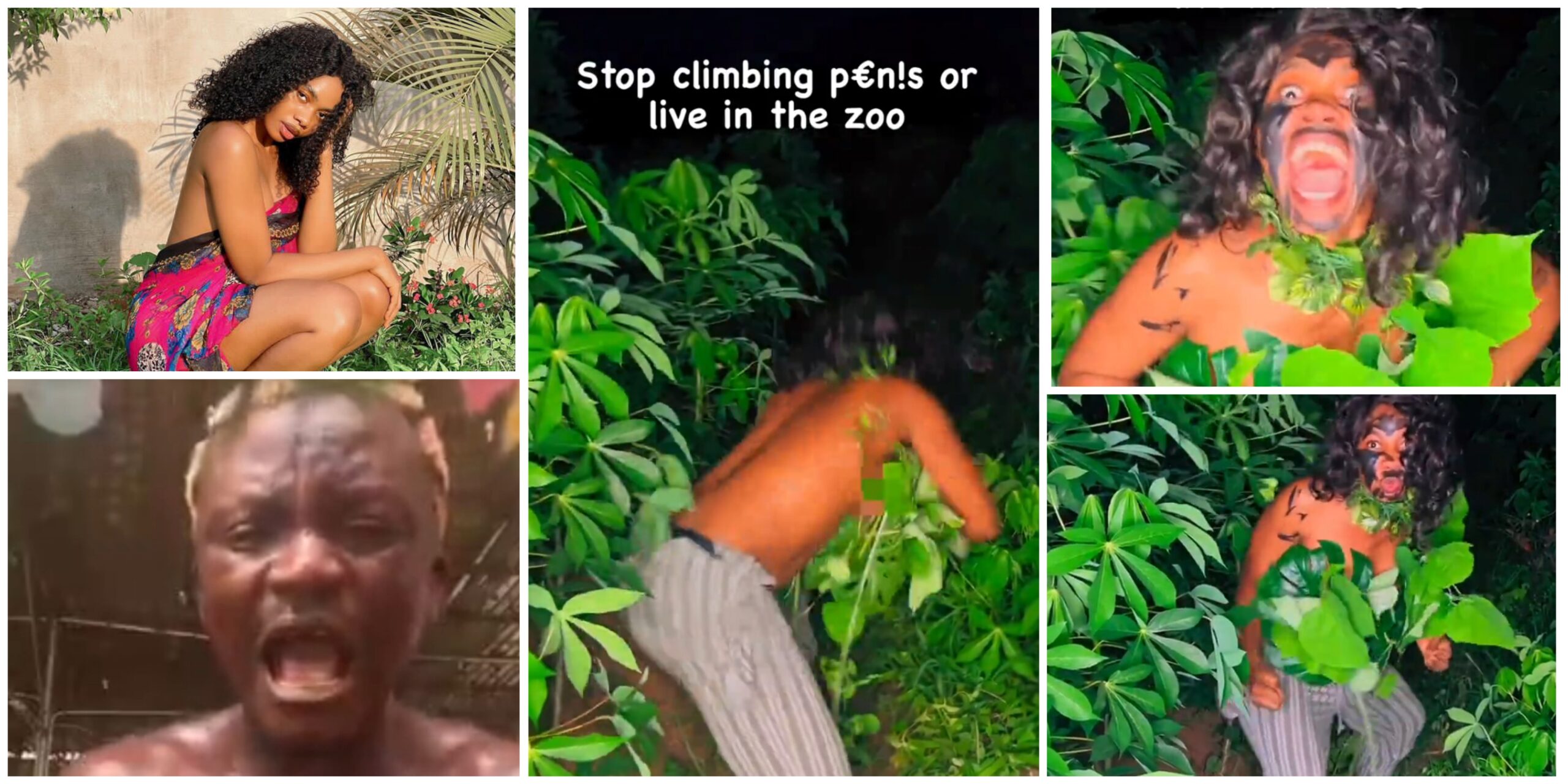 Janemena opts for bush, wears leaves as she jumps on Portable's Baboon challenge -VIDEO