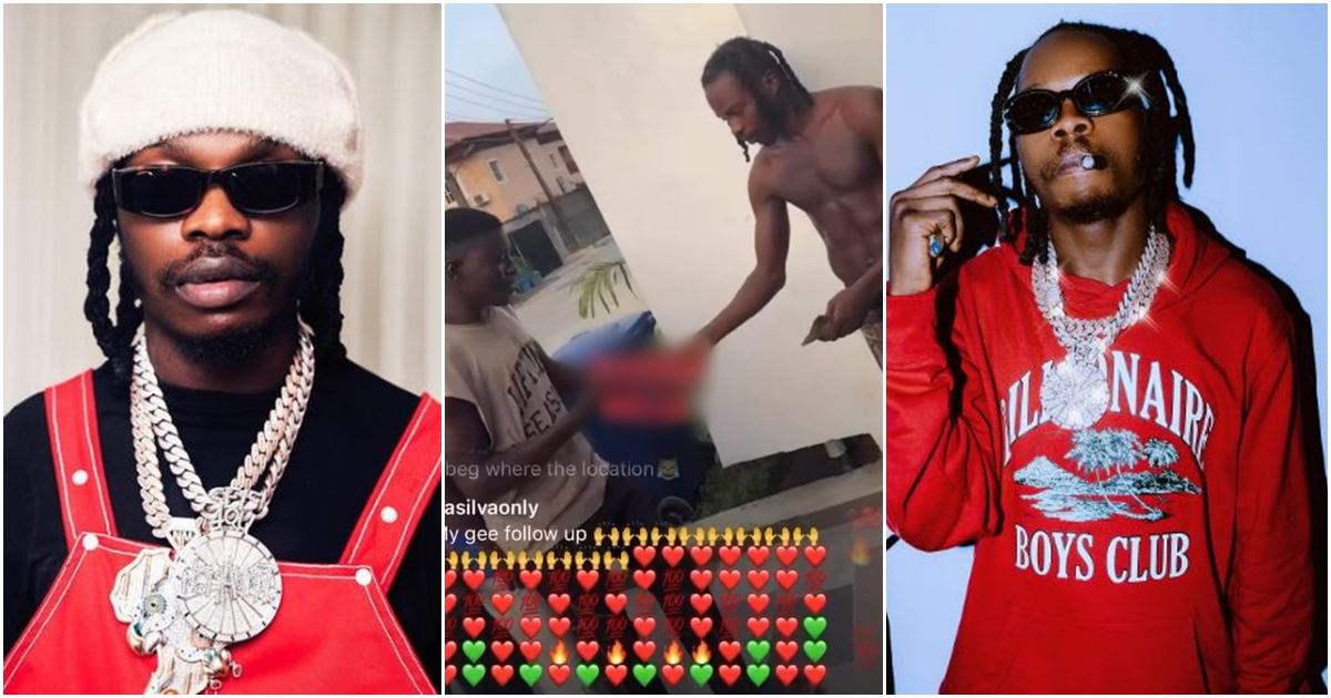 Naira Marley shares money in front of his mansion during IG live -VIDEO