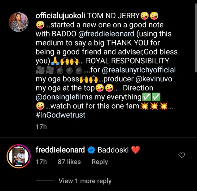 “Na person husband o”- Fans drag Uju Okoli over her loved-up moment with Frederick Leonard on set, She reacts