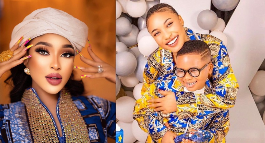 Reactions as Tonto Dikeh gifts son, iPhone 14 for acing his exams