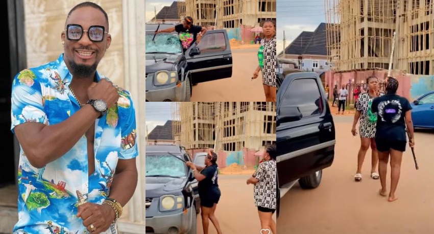 Jnr Pope, others react as Ruby Ojiakor’s colleague smashes her windscreen in rage [VIDEO]