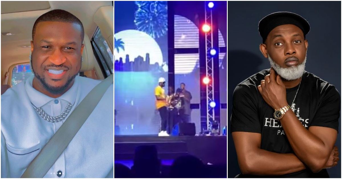 Moment Peter Okoye gifted physically-challenged comedian N1M at AY Live show -VIDEO