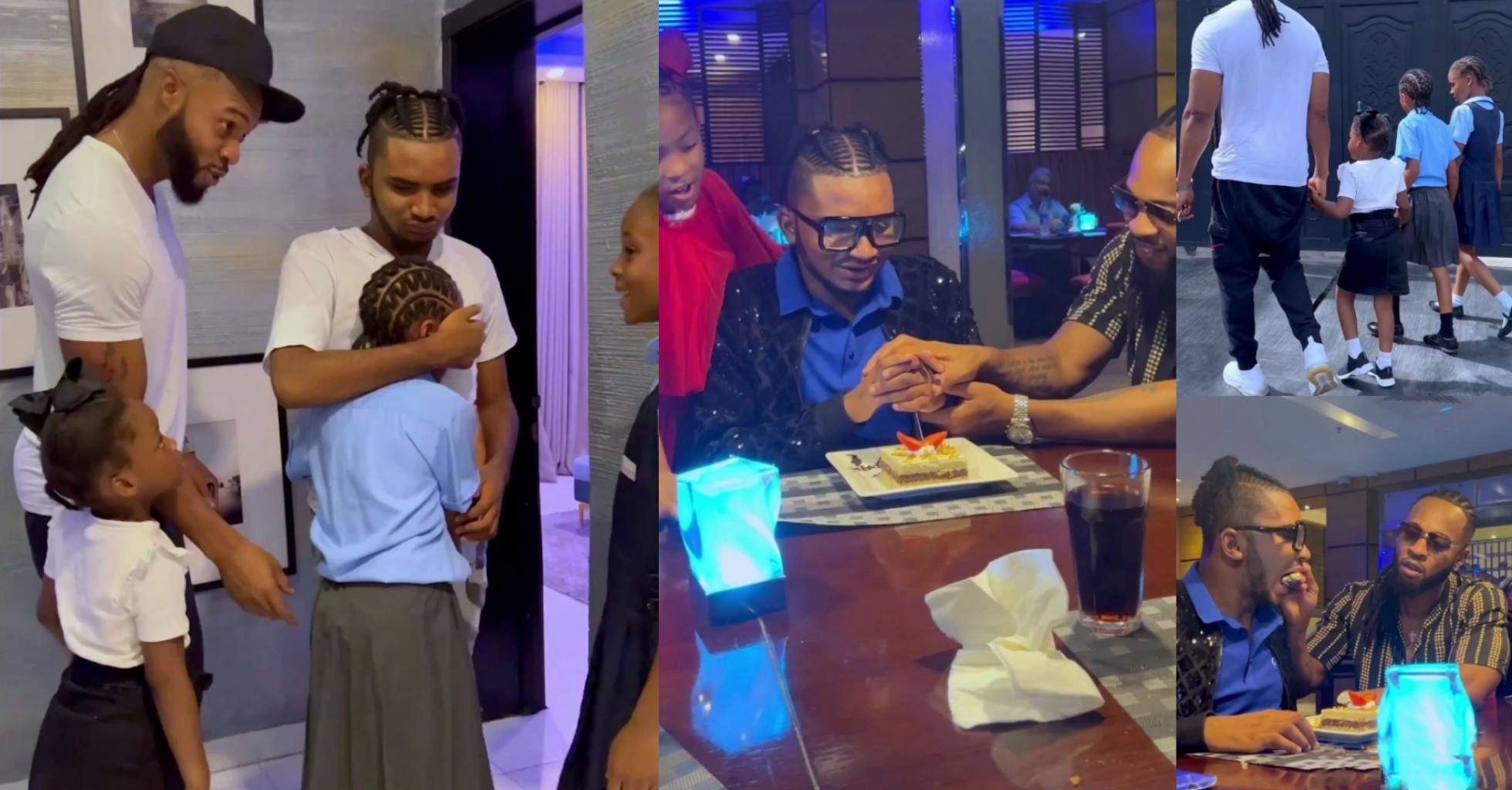 Flavour and his 3 daughters visit adopted son, Semah; celebrate his 17th birthday in emotional video